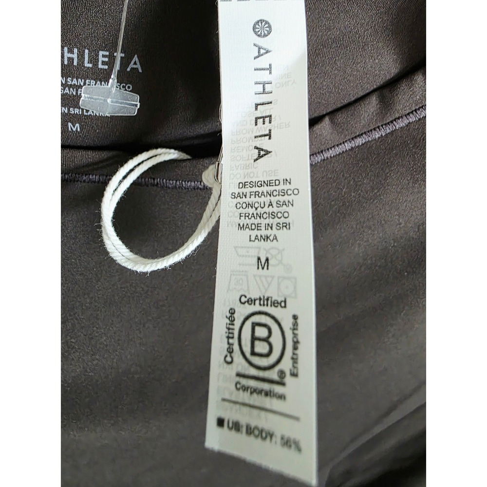 Athleta M Bodymove Brown Short Sleeve Crew Neck Thong Bodysuit NEW - Picture 7 of 12